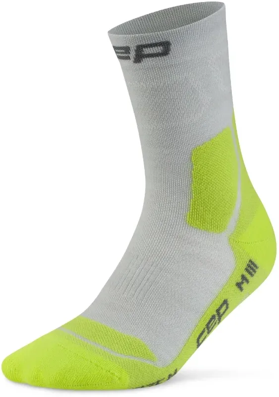 CEP - sosete compresie mid cut - Hiking Light Cushion - grey | acid lime - IV (42-45)
