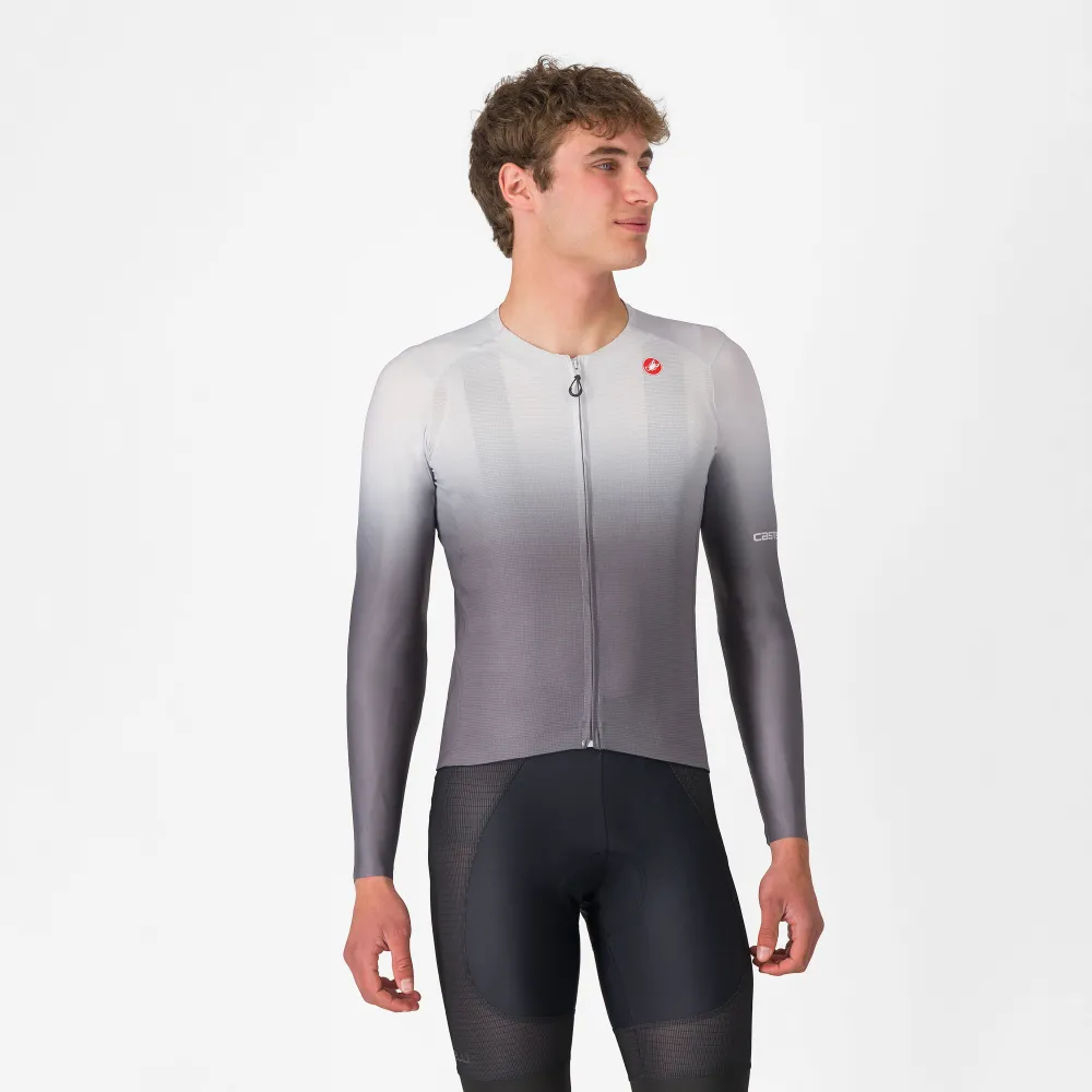 Castelli - tricou ciclism maneca lunga tailored fit cu protectie solara - Upf Long Sleeve Jersey - gri - 3XL