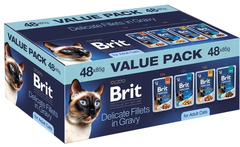 BRIT Premium by Nature Delicate fillets in gravy Box - wet cat food - 48x85g