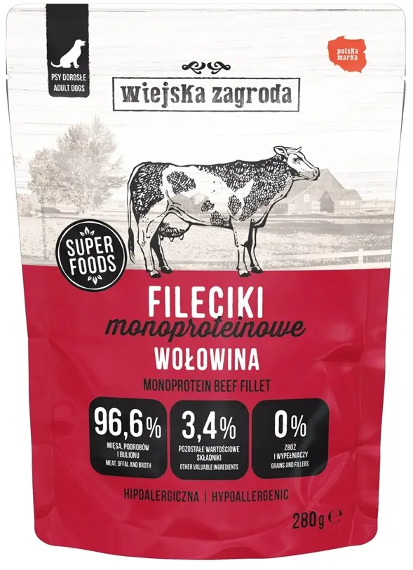 WIEJSKA ZAGRODA Mono Beef Fillets - wet dog food - 280g
