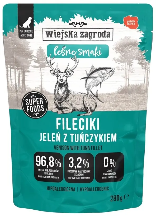 WIEJSKA ZAGRODA Forest Flavours Venison fillets with tuna - wet dog food - 280g