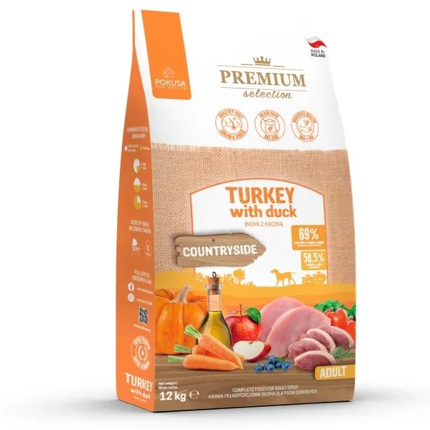 POKUSA Premium Selection Adult Turkey with duck - dry dog food - 12kg