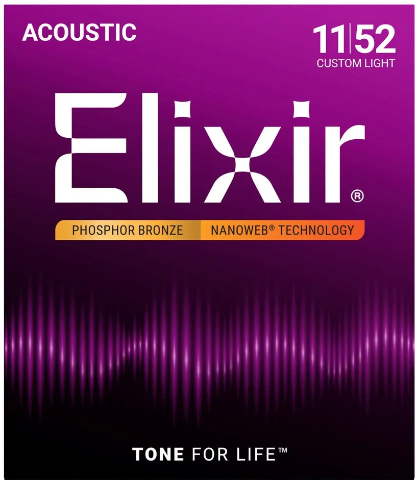 Elixir Strings 16027 Phosphor Bronze Custom Light NW - acoustic guitar strings (11-52)