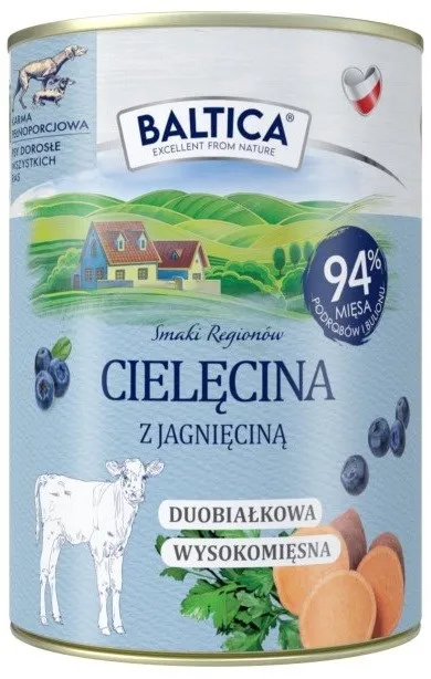 BALTICA Smaki regionów Veal with lamb - wet dog food - 400g