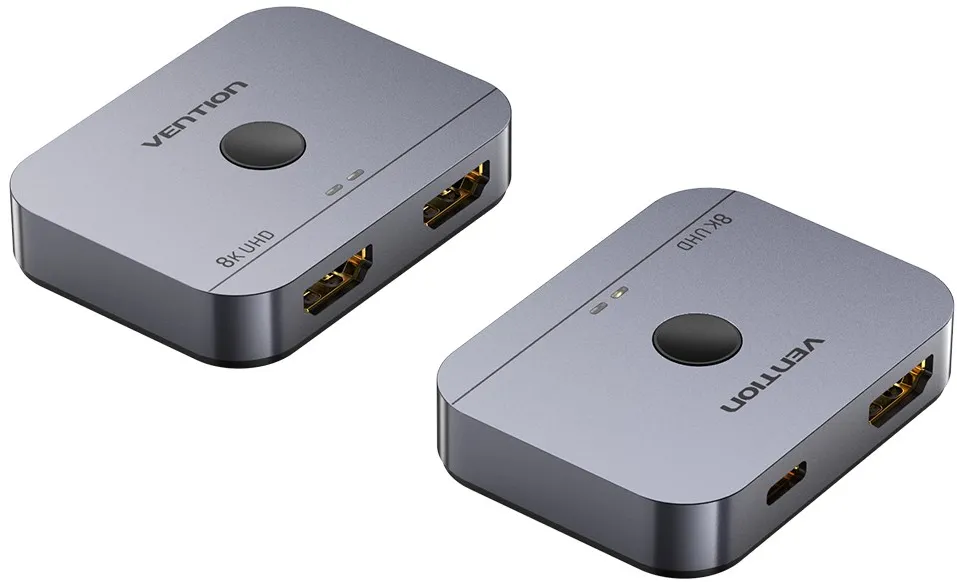 Vention 2-Port Bi-Directional 8K HDMI Switcher Gray Aluminium Alloy Type