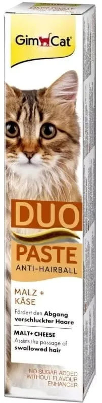 GIMCAT Duo Paste Anti-Hairball Malt with Cheese – cat treat – 50g