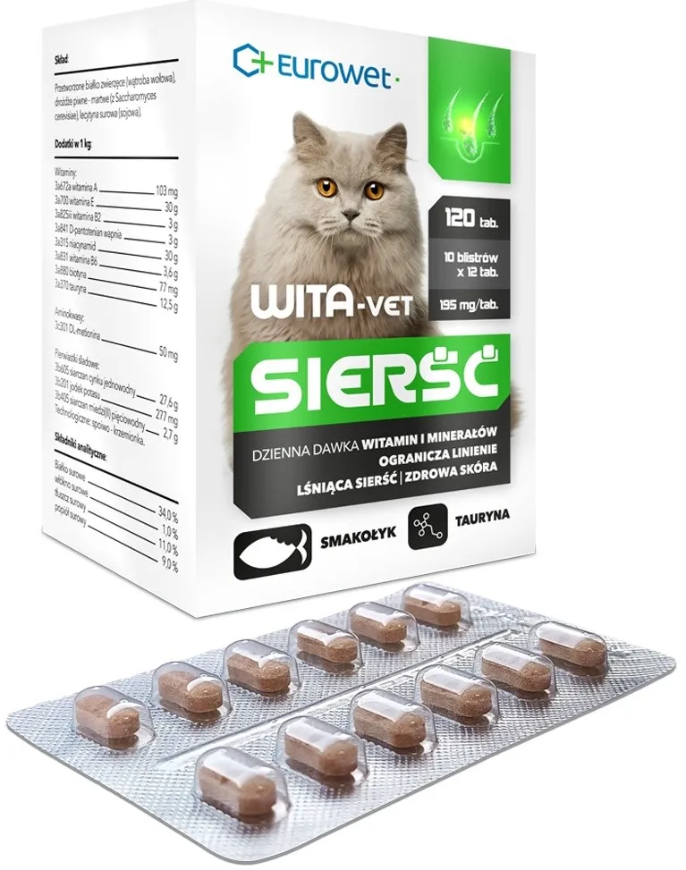 EUROWET Wita-Vet Coat - supplements for cats - 120 tablets