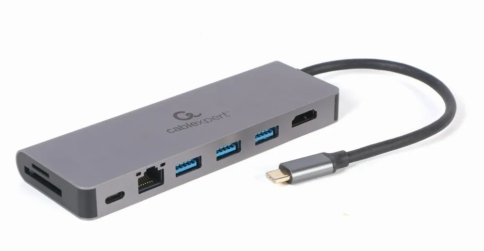 Adaptor Gembird A-CM-COMBO5-05 USB Type-C 5-in-1 multi-port (Hub + HDMI + PD + card reader + LAN)