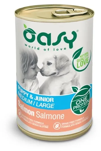 OASY One Protein Puppy & Junior Medium/Large Salmon - wet dog food - 400g