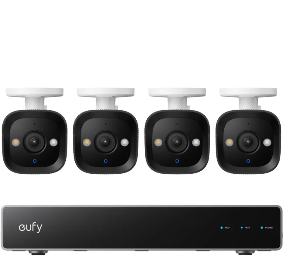 Kit supraveghere video eufy Security NVR PoE E40 Rezolutie 4K Night Vision Color IP67 AI 4 camere bullet