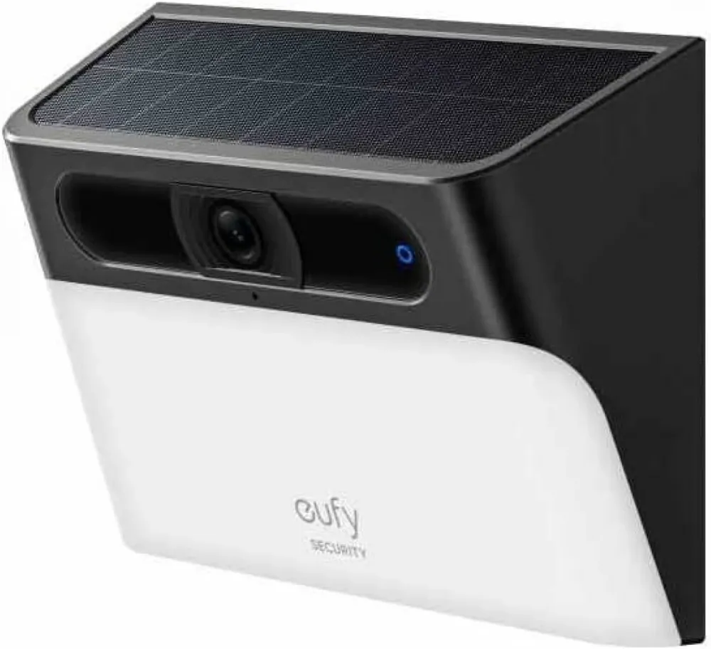 Aplica de perete pentru exterior eufy S120 Solar Wireless Camera 2K AI IP65 cu Reflector Negru