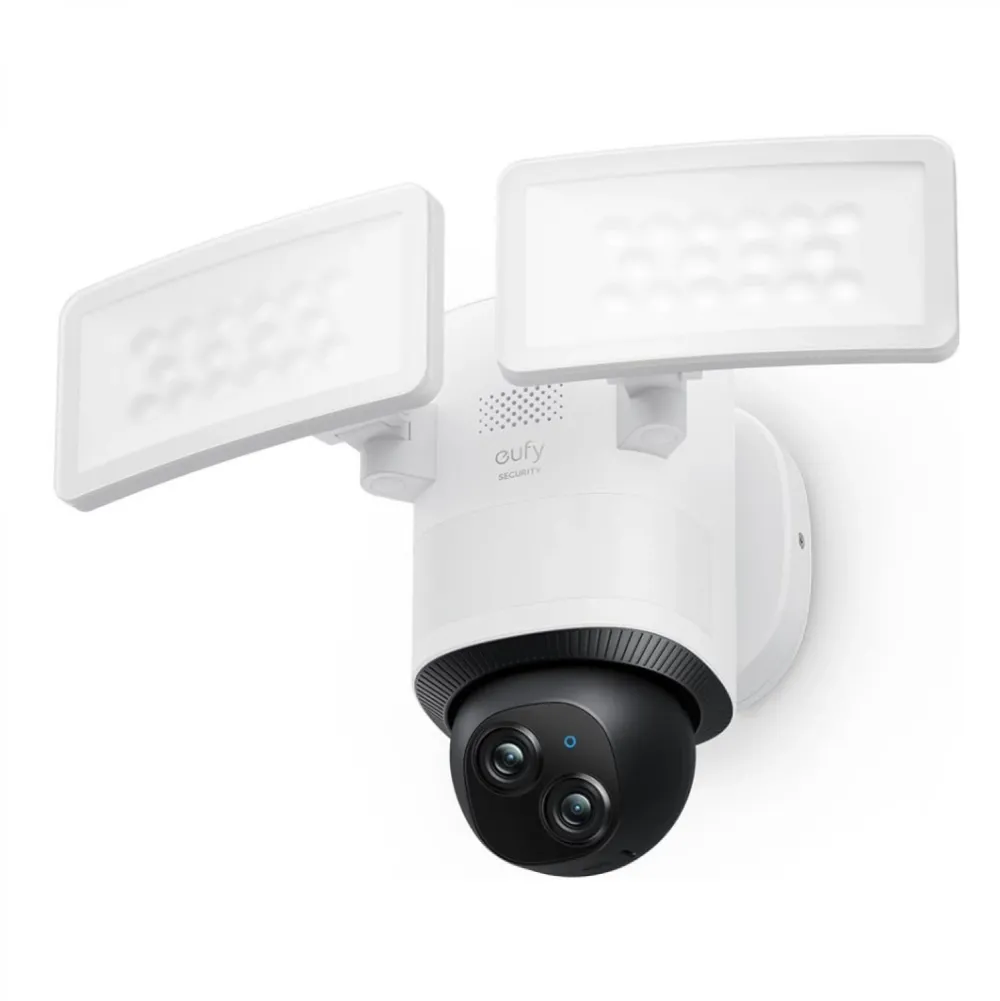 Camera supraveghere video eufy Edge 2 FloodLight E340 360° Pan&Tilt 2000 Lumen 3K Full HD audio bidirectional iluminare smart Alb