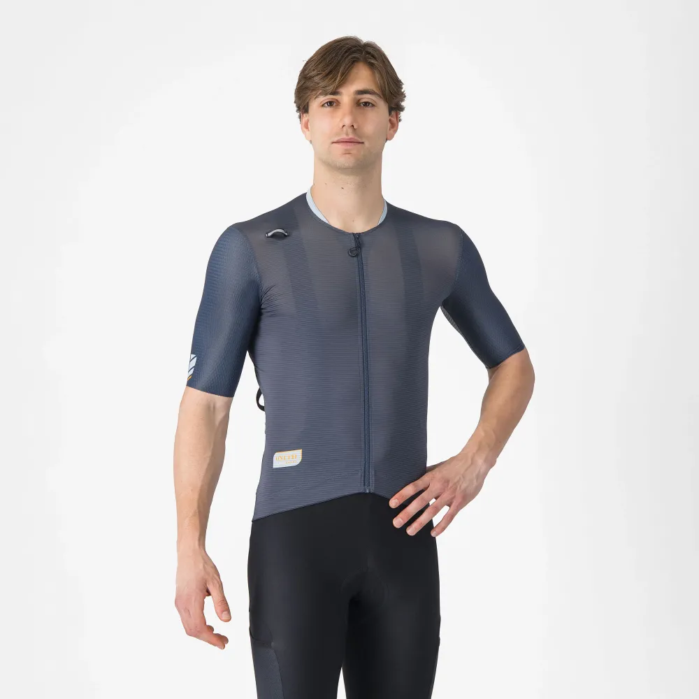 Castelli - tricou ciclism maneca scurta race fit - Unlimited Pro Jersey - 18-35 gr C - albastru | portocaliu - M