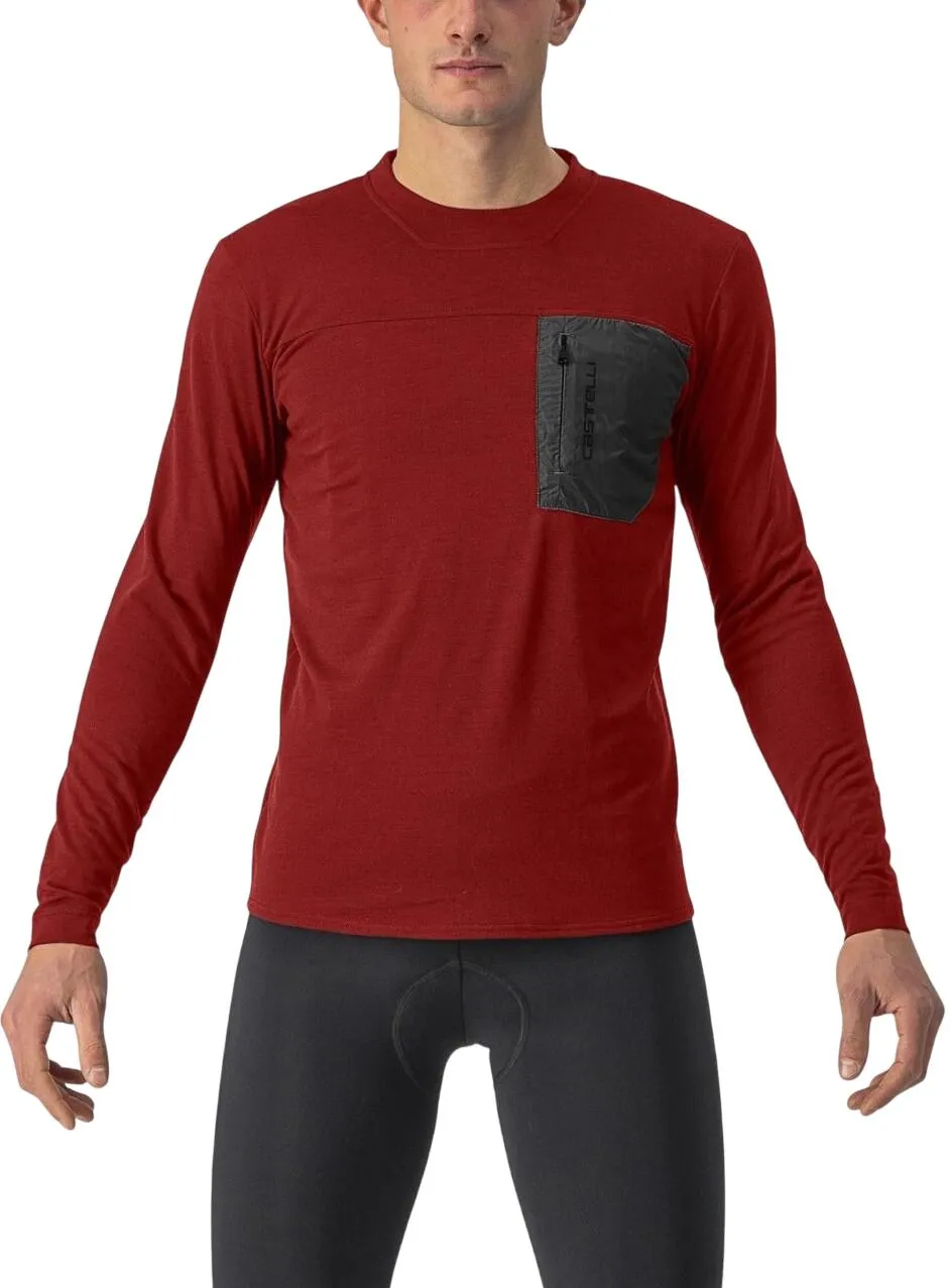 Castelli - tricou maneca lunga 15-20 gr C - Unlimited Merino LS - rosu - XL
