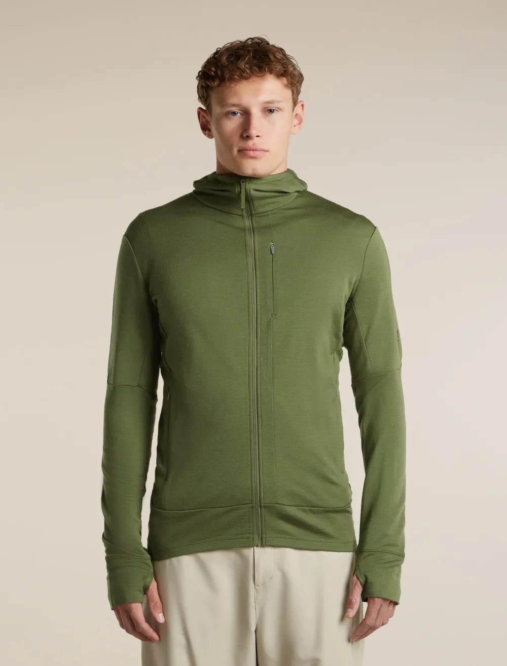 Icebreaker - hanorac - Merino 260 Quantum IV LS Zip Hood - Sphagnum - L