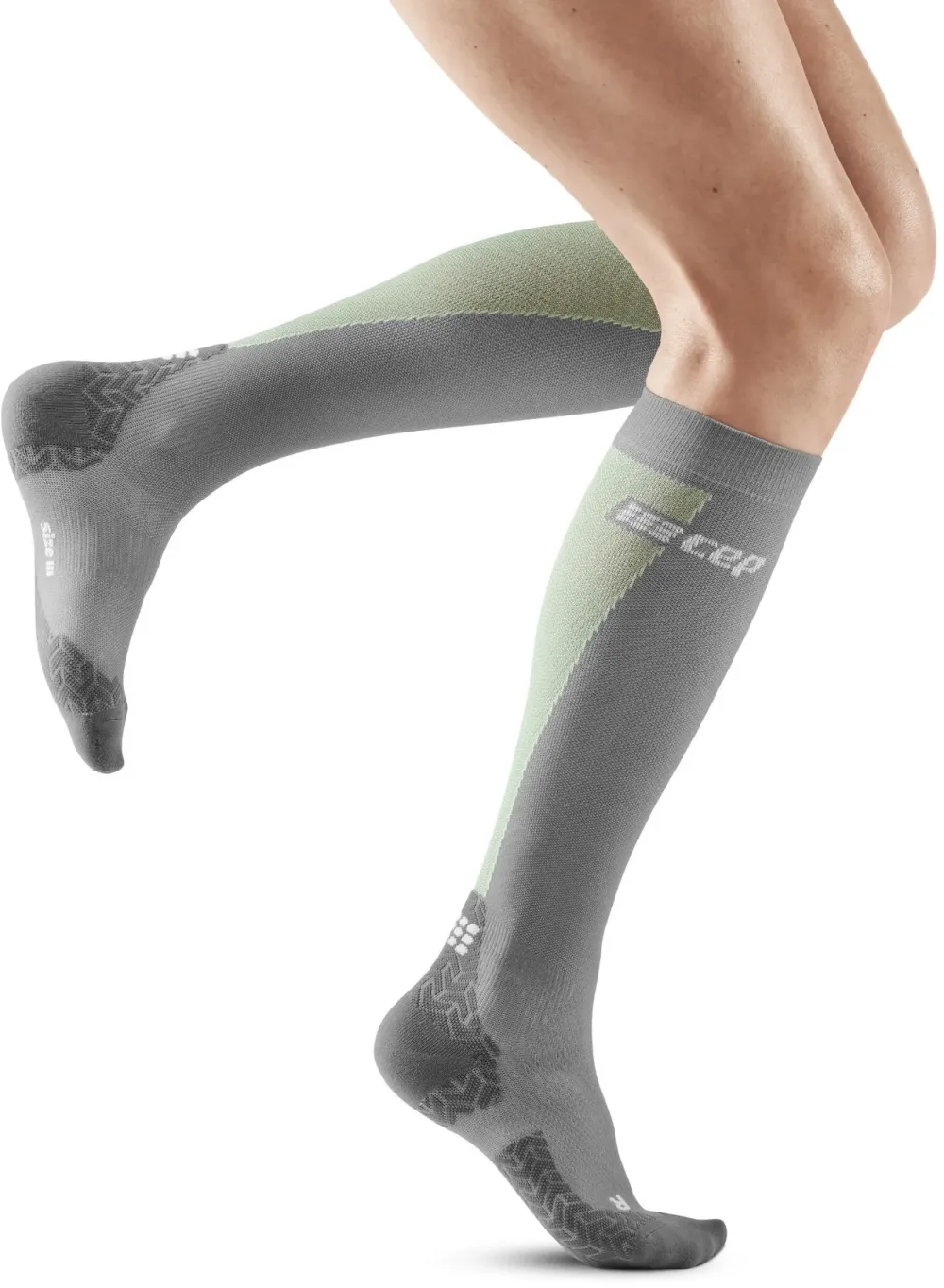 CEP - sosete compresie inalte - ultralight socks tall v3 - grey | lime - II - 25-31 cm gamba