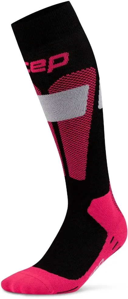 CEP - sosete compresie tall - Ski Merino 3.0 W - black | pink - IV