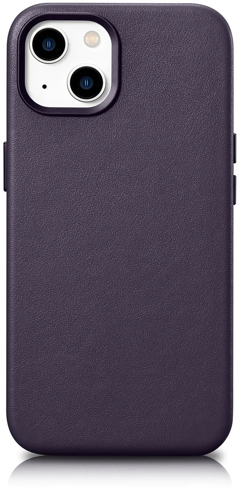 iCarer Case Leather Cover Case for iPhone 14 Plus Dark Purple (MagSafe Compatible)