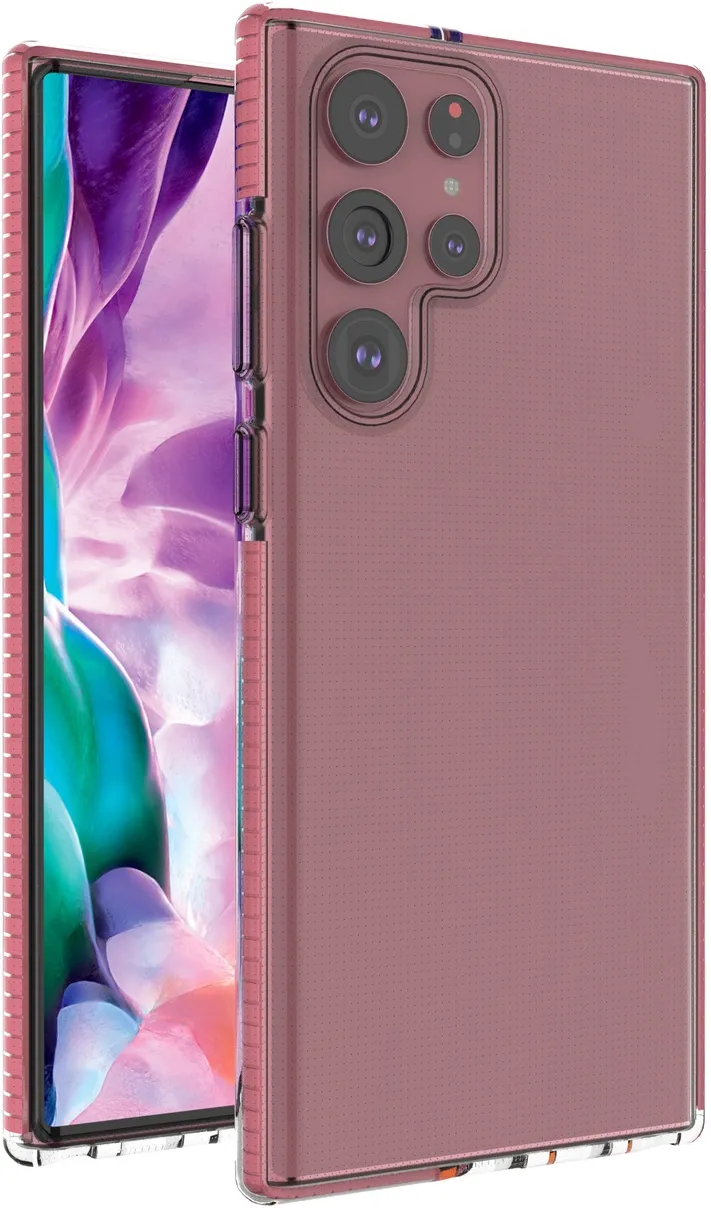 Spring Case cover gel cover with colored frame for Samsung Galaxy S22 Ultra light pink