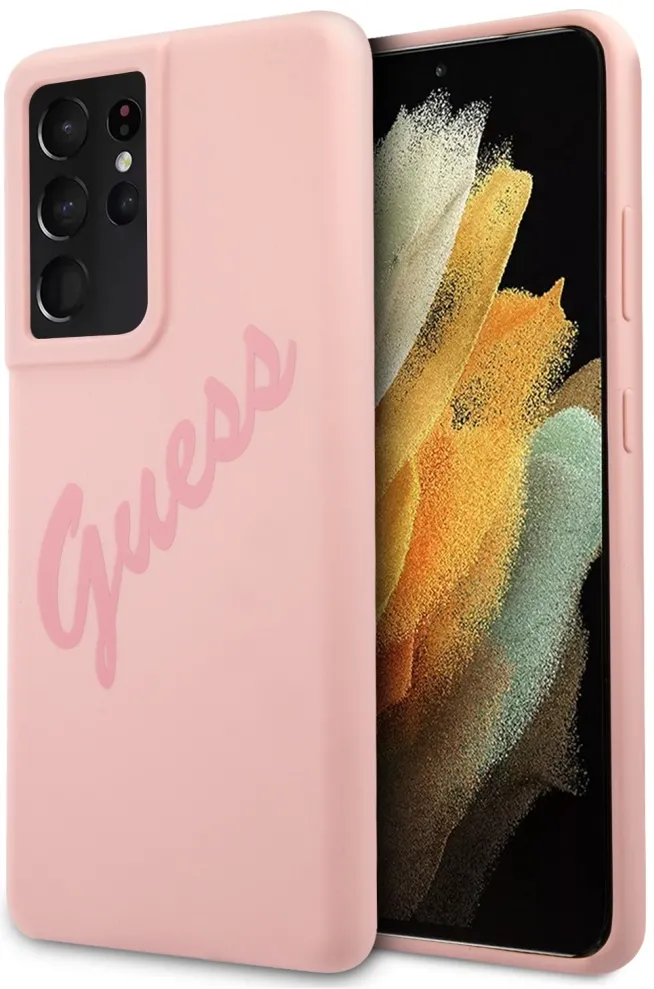 Guess GUHCS21LLSVSPI S21 Ultra G998 pink/pink hardcase Script Vintage