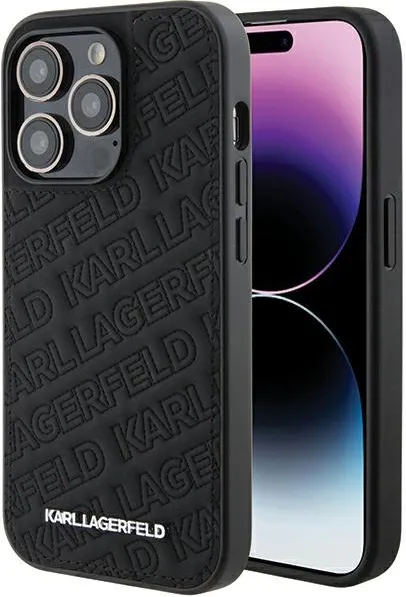Karl Lagerfeld Quilted K Pattern iPhone 15 Pro Case - Black