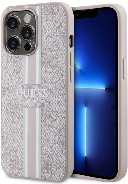 Guess GUHMP13LP4RPSP iPhone 13 Pro / 13 6.1" pink/pink hardcase 4G Printed Stripes MagSafe