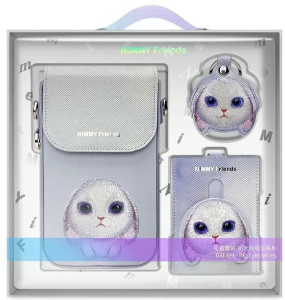 Nimmy Big Eyed Pet 2.0 Rabbit 3-in-1 Phone Bag + Wallet + Tracker Case - Purple