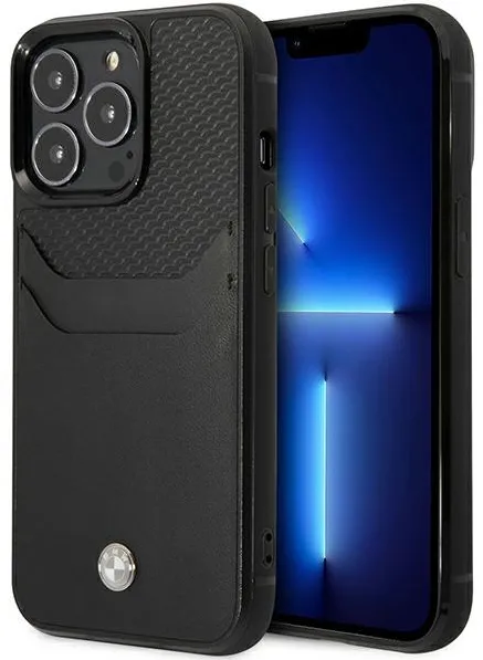 Case BMW BMHCP14L22RSEPK iPhone 14 Pro 6.1" black/black Leather Card Slot