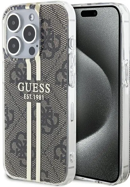 Guess IML 4G Gold Stripe case for iPhone 15 Pro - brown
