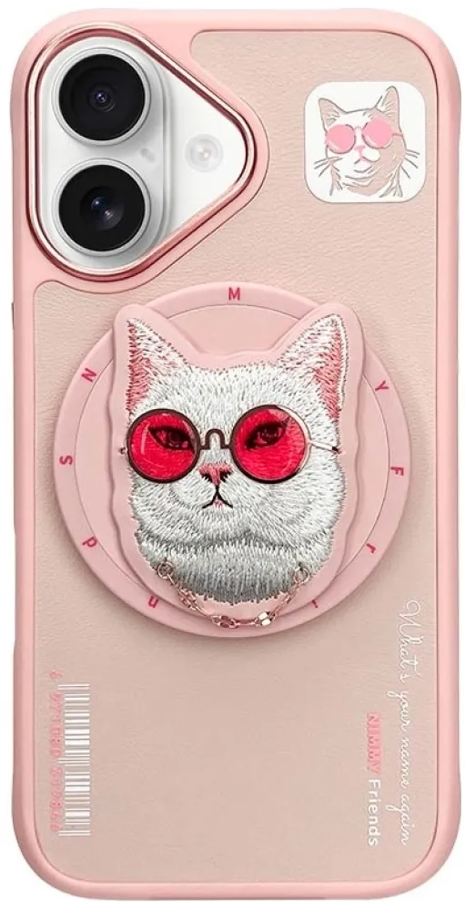 Nimmy Glasses Cool Cat MagSafe Case for iPhone 16 - Pink