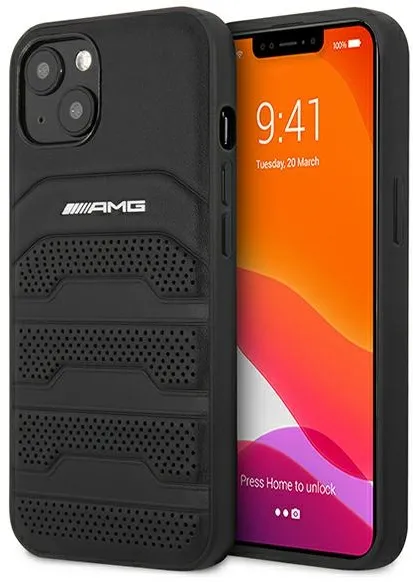 AMG Leather Debossed Lines case for iPhone 13 mini - black