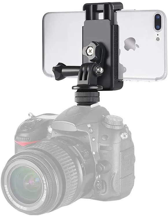 Phone/Sports Camera Holder with Adapter - Black