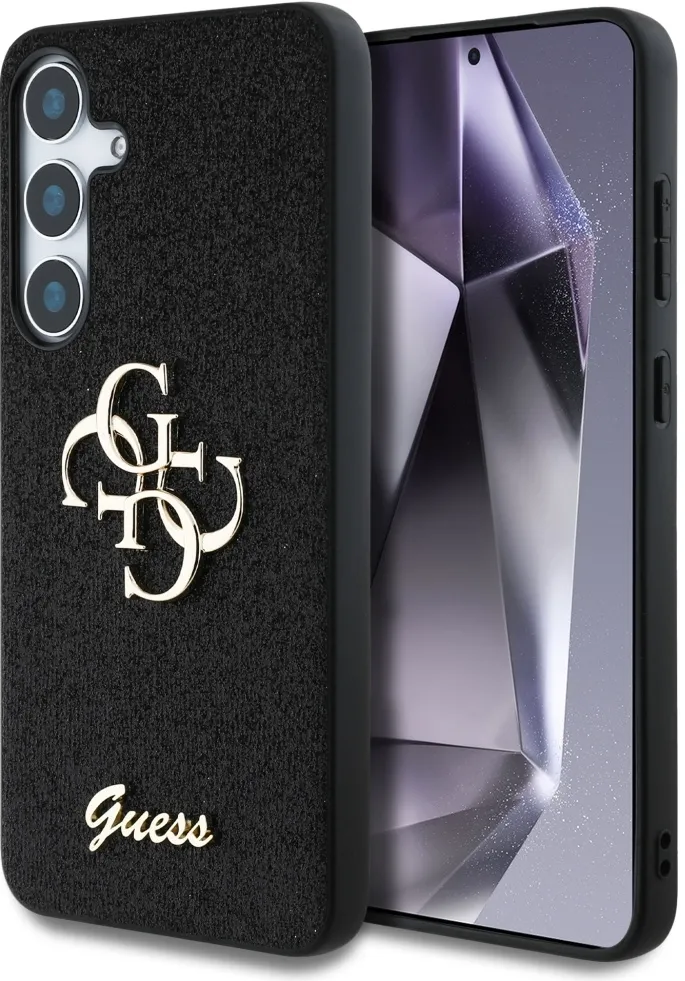 Guess Fixed Glitter Big 4G Metal Logo case for Samsung Galaxy S25 black