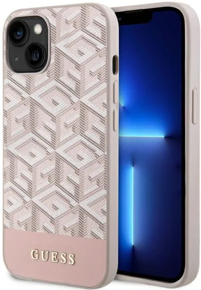 Guess GUHMP14MHGCFSEP iPhone 14 Plus 6.7" pink/pink hard case GCube Stripes MagSafe