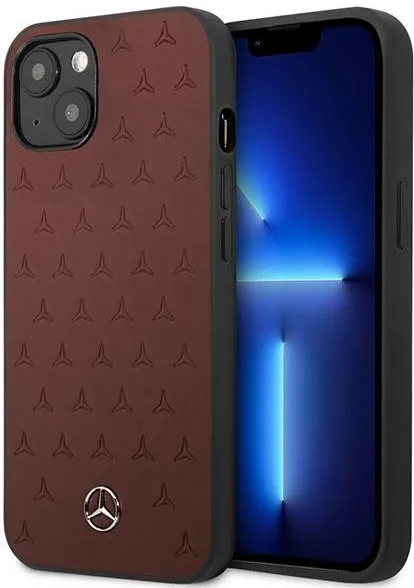 Mercedes Leather Stars Pattern Case for iPhone 13 mini - Red