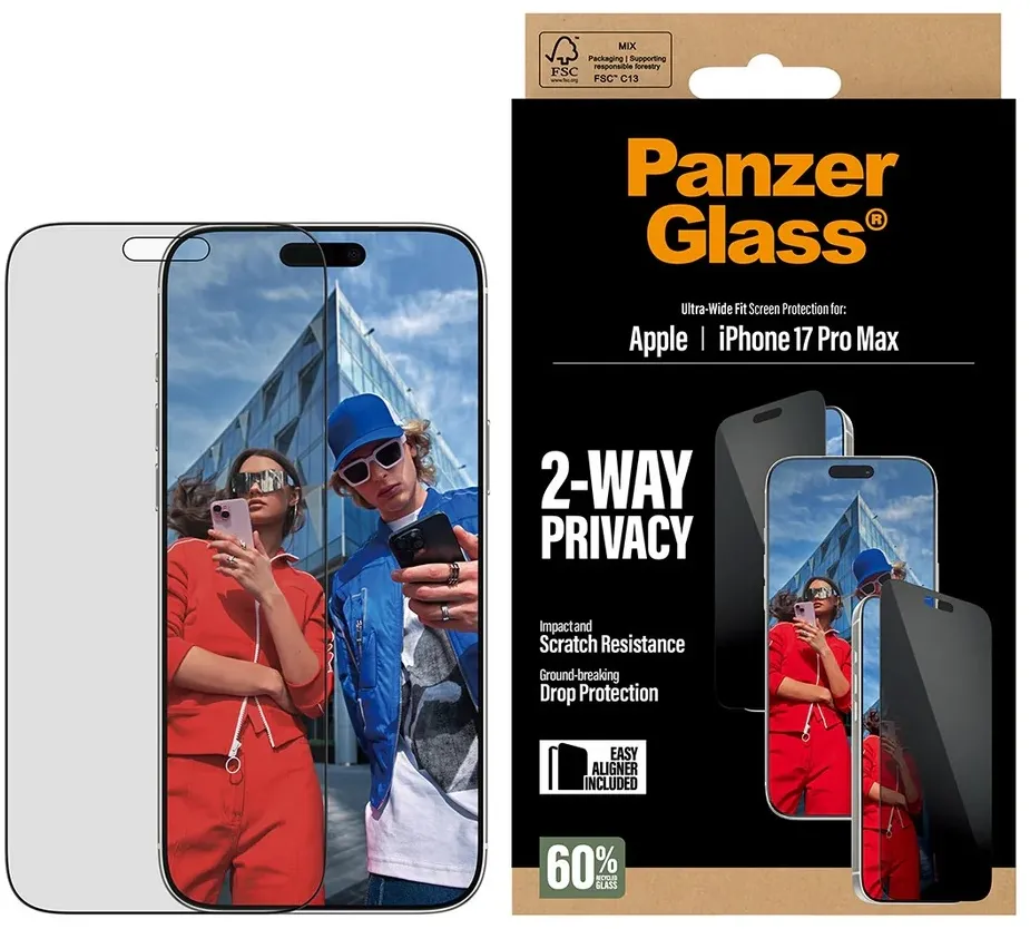 PanzerGlass 2-Way Privacy Screen Protector iPhone 2025 6.9" Pro | Ultra- Wide Fit w. EasyAligner
