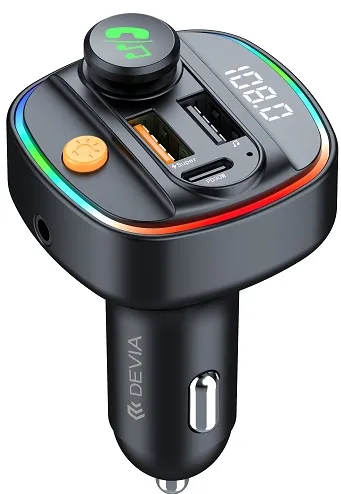Devia transmitter FM Smart Bluetooth MP3 car charger PD 30W 1x USB-C 2x USB 3A black