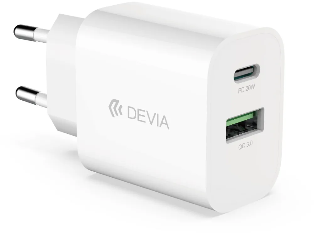 Devia wall charger Smart PD 1x USB-C 1x USB 20W white