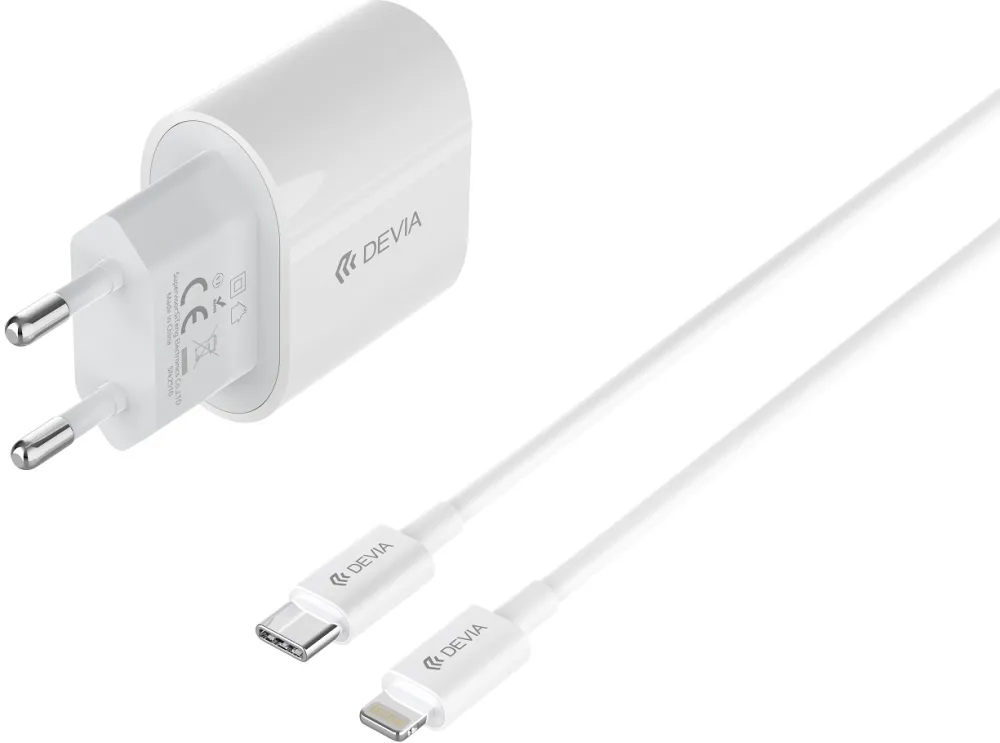 Devia wall charger Pro6 QC 1xUSB-C 20W + USB-C-Lightning cable white