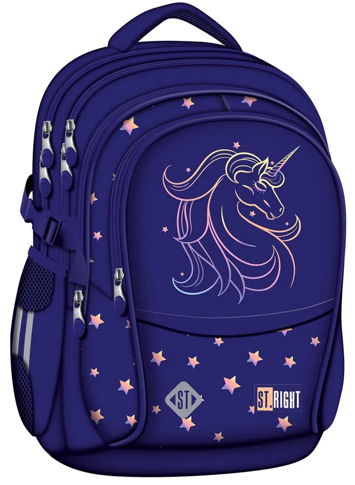 Ghiozdan Majewski ST Right, BP01, Unicorn Glow, 4 compartimente, 17 inch, 43 x 32 x 21 cm