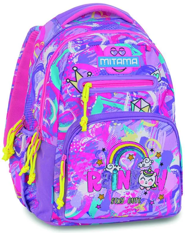Ghiozdan Mitama New Plus, 3 compartimente, Plus Rainbow