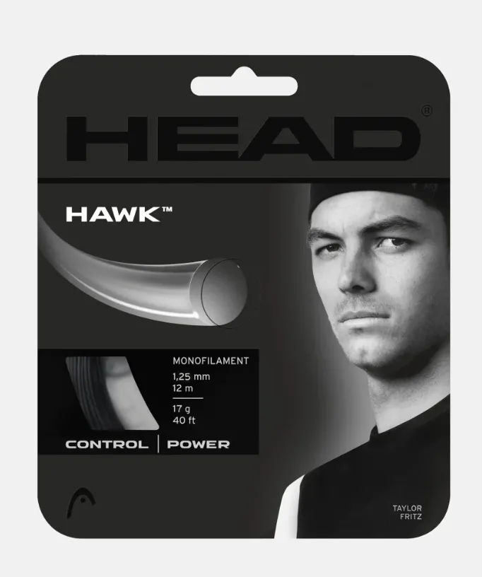 Snur tenis, HEAD, Gri 1.30mm/12m, Hawk Monofilament Poliester Crystal Core Control+Power