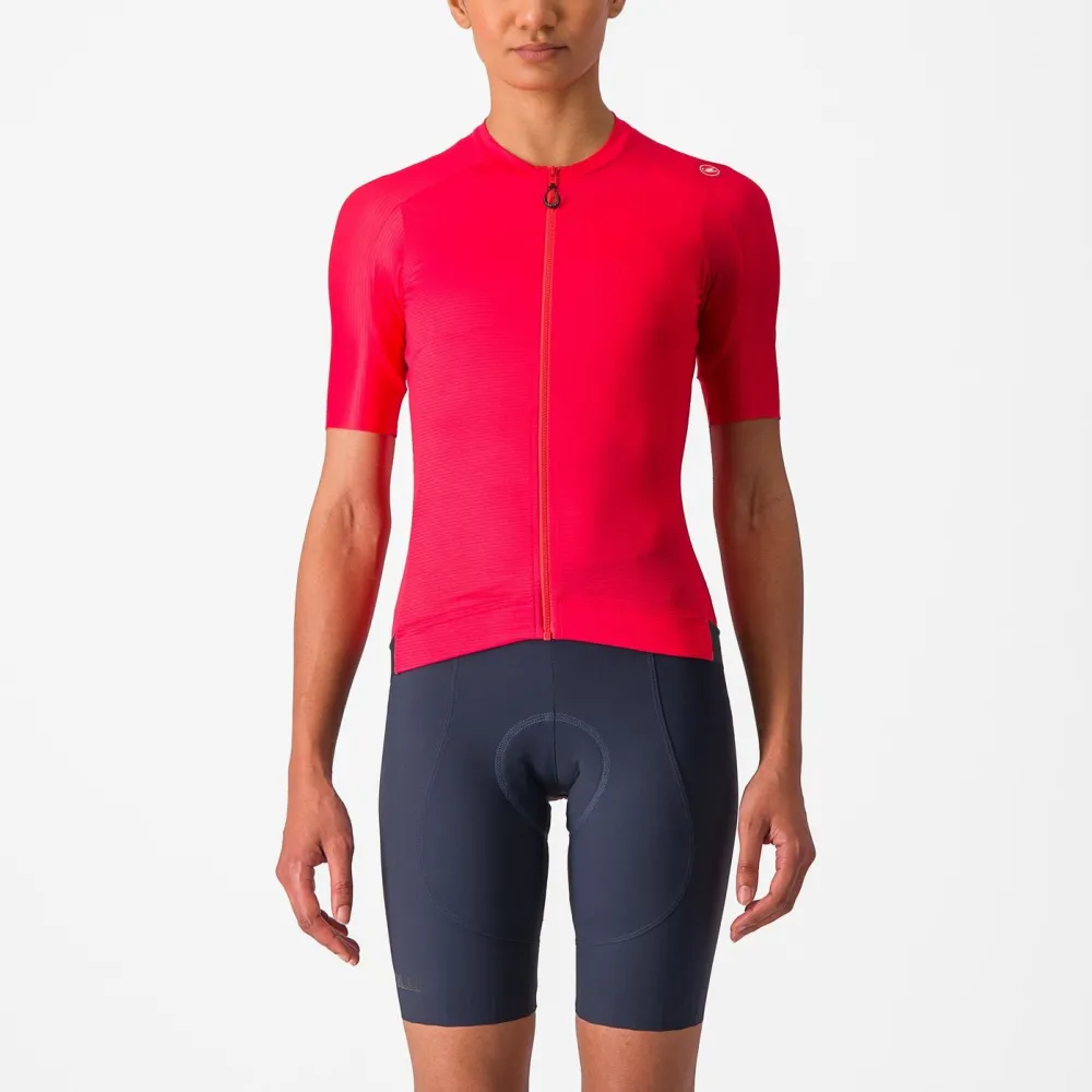 Castelli - tricou ciclism maneca scurta tailored fit - Espresso W Jersey - rosu Hibiscus | gri - M