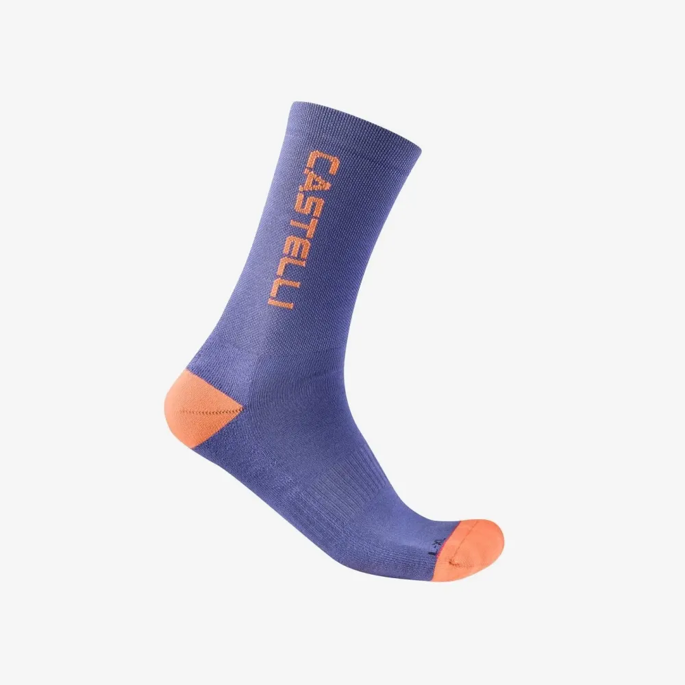 Castelli - sosete ciclism iarna - Sweetspot 20 Thermal Sock - ultraviolet/portocaliu briliant - LXL - 40-43