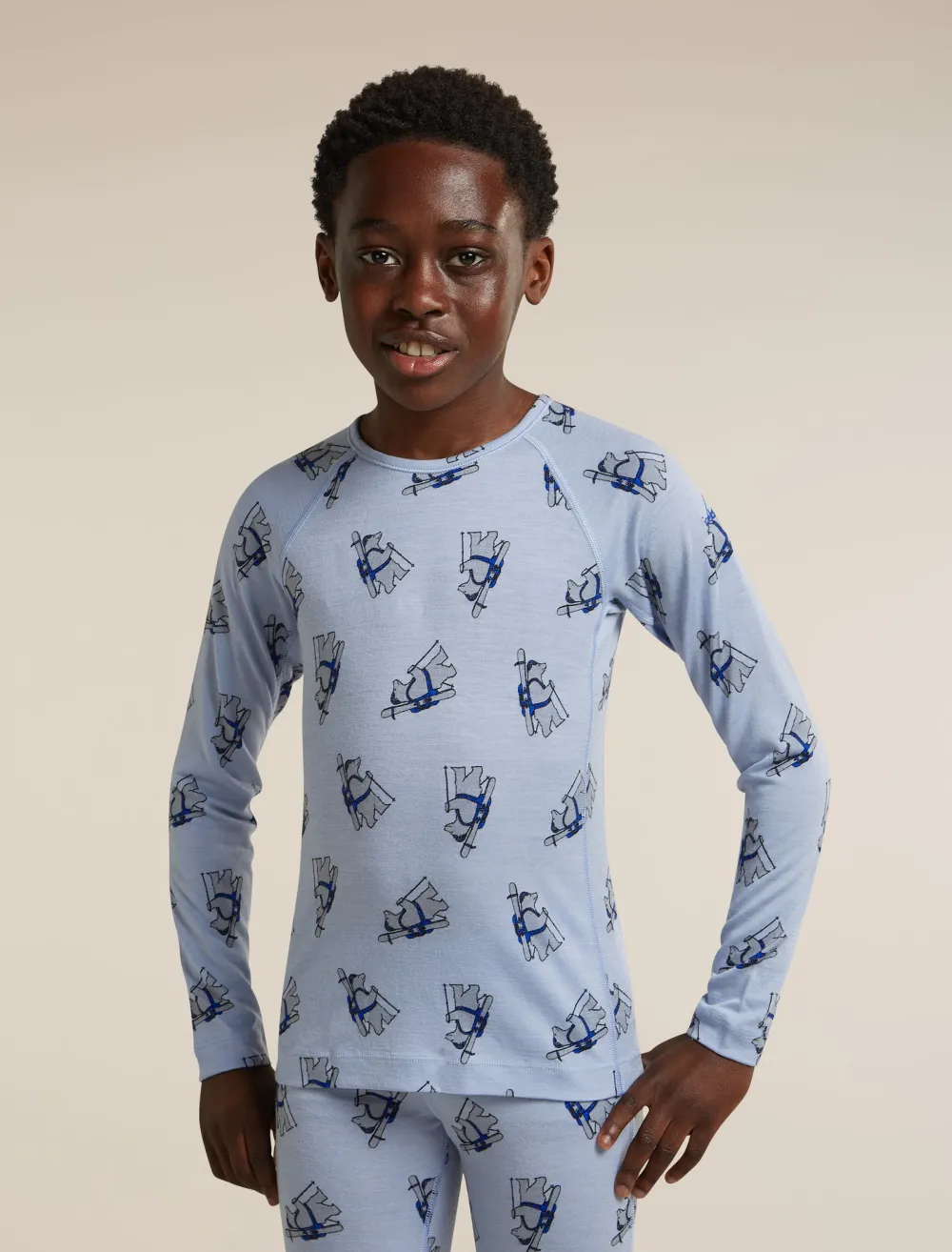 Icebreaker - bluza de corp - 200 Oasis LS Crewe Bear Tour K - Zinc Blue/Aop - 14