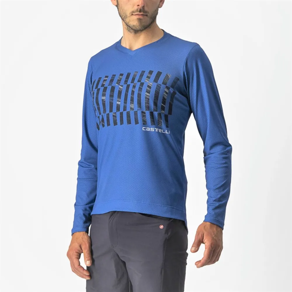 Castelli - tricou cu maneca lunga - Trail Tech LS Tee - albastru - nergru - M
