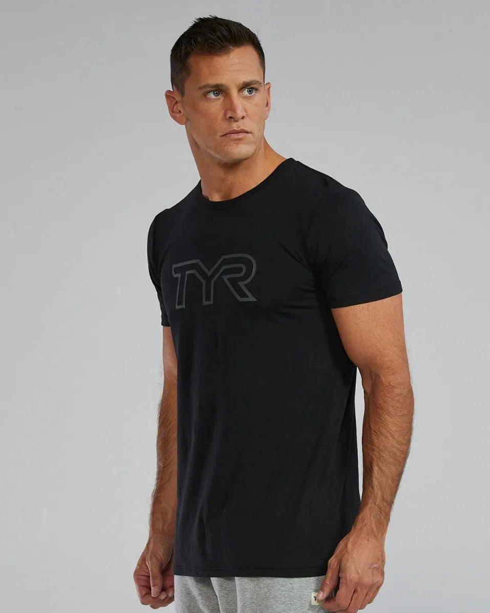 TYR - tricou tehnic - ULTRASOFT LIGHTWEIGHT TRI BLEND TECH TEE BIG LOGO - black - S