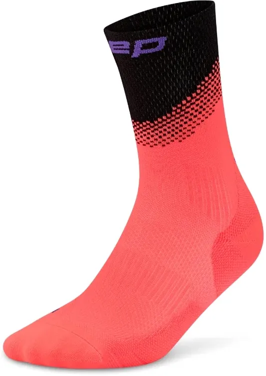 CEP - sosete compresie medii - run edt. split - neon coral/black