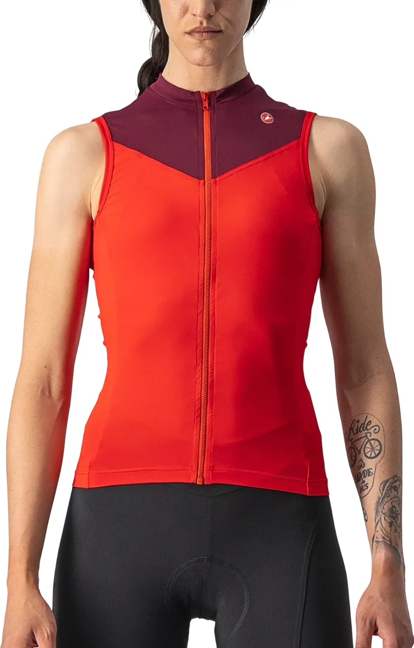 Castelli - tricou fara maneci femei - Solaris SL - rosu/visiniu. - L
