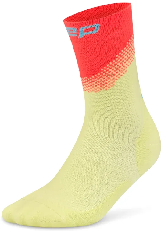 CEP - sosete compresie medii - run edt. split - lime/neon coral
